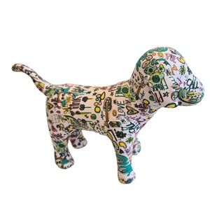 PINK Victoria's Secret Plush Puppy Dog Graffiti Print Collectible Stuffed Animal